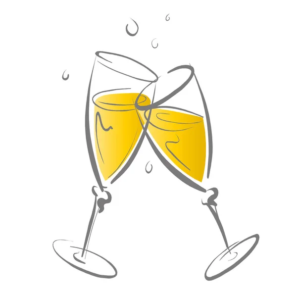 Beyaz arka planda izole edilmiş iki bardak şampanya.