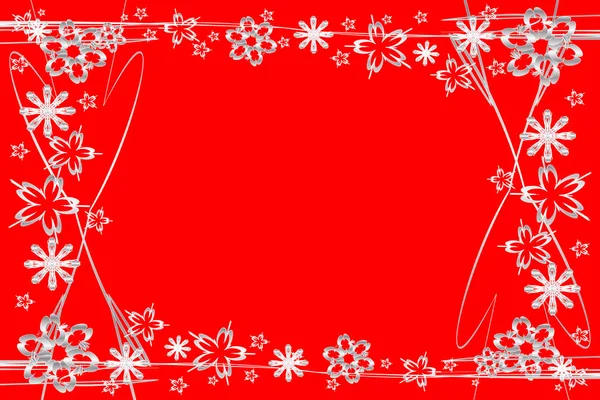 Marco rojo de Navidad con estrellas y espacio de copia —  Fotos de Stock