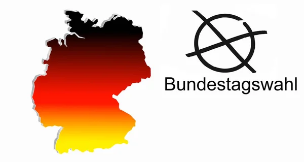 Elecciones al Bundestag alemán con mapa de Alemania y cruz electoral —  Fotos de Stock