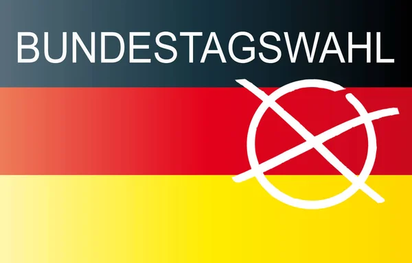 Elecciones al Bundestag alemán con bandera alemana y cruz electoral i — Foto de Stock