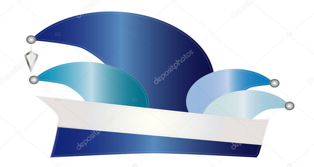 Fool cap blue white isolated on white background