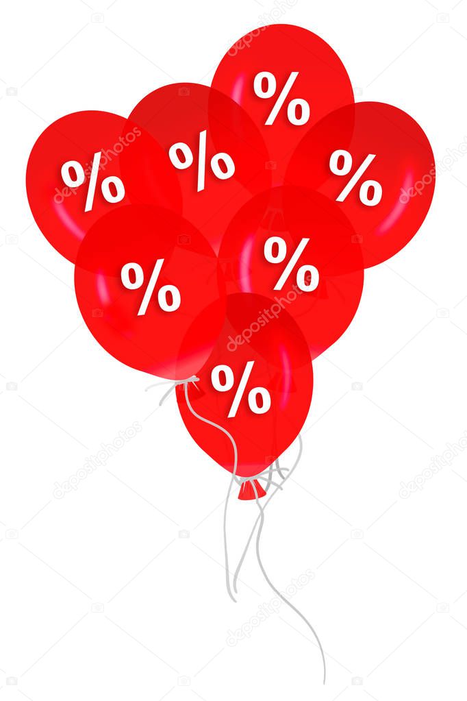 3D Illustration Template red discount  ballon background