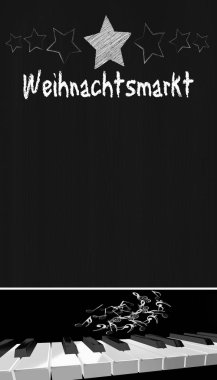 Beyaz arka planda tebeşir metali üzerine Alman Noel Pazarı