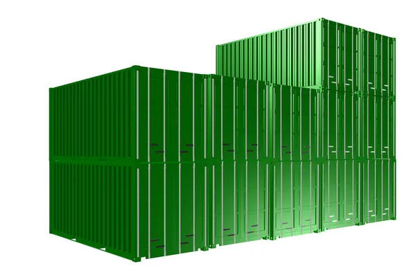 3D přepravní kontejner na bílém pozadí — Stock fotografie