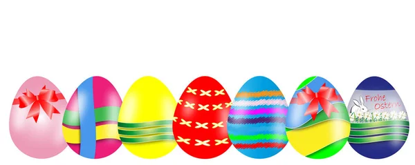 Uovo di Pasqua colorato con motivo e stripes banner isolato su — Foto Stock