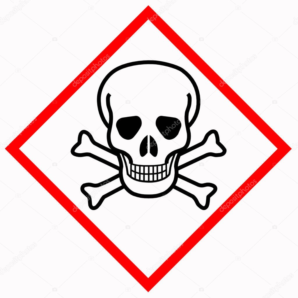 Warning sign GHS06 danger poison on white background