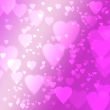 Kalpler pembe ve beyaz arka planda bokeh