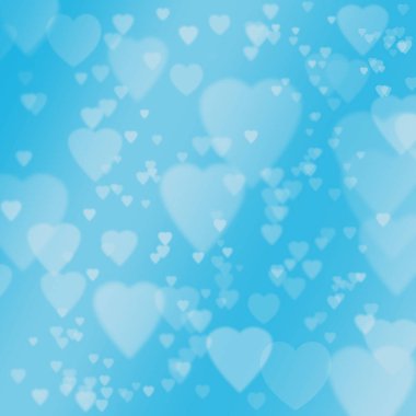 Kalpler mavi ve beyaz arka planda bokeh