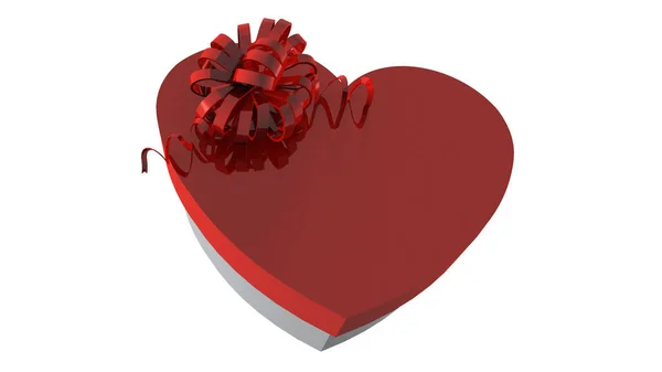 Sevgililer Günü hediyesi, kırmızı kalp şeklinde yaylı beyaz sırt Grou — Stok fotoğraf