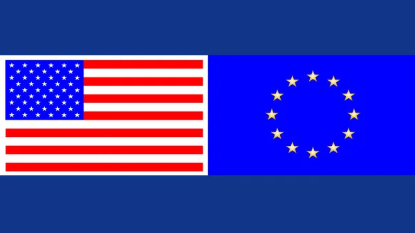 Vlajka Usa Evropa Ttip na modrém pozadí — Stock fotografie
