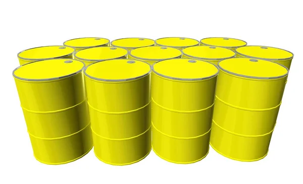 3D metal barrels on white background — Stock Photo, Image