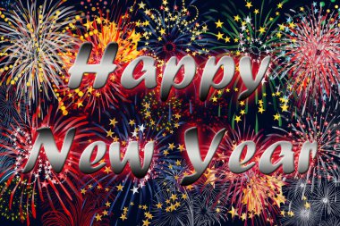 Mavi ve siyah gökyüzü ile gece havai fişekleri