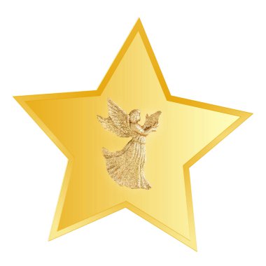 Beyaz arka planda izole edilmiş altın melek