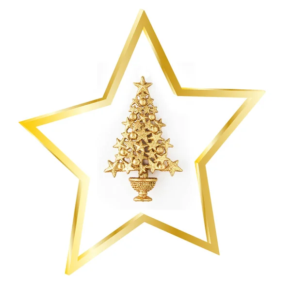 Golden star isolated on white background — Stock Photo, Image