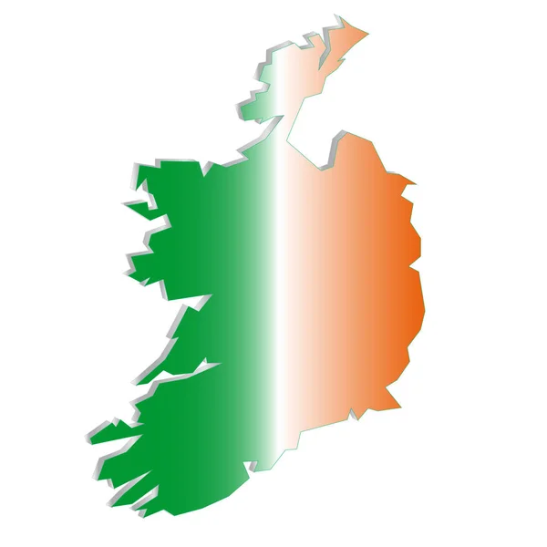 Mappa Irlanda 3D isolato su bianco — Foto Stock