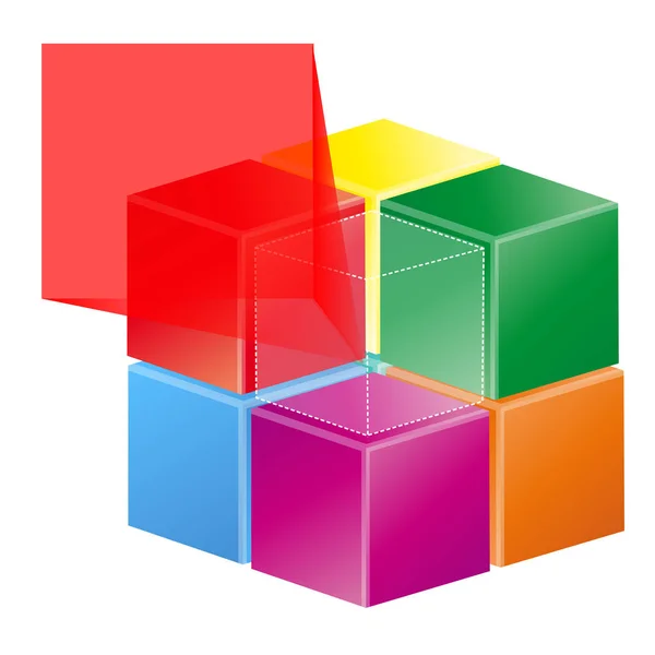3D Illustrazione Cubo colorato 3 D su sfondo bianco con copia s — Foto Stock