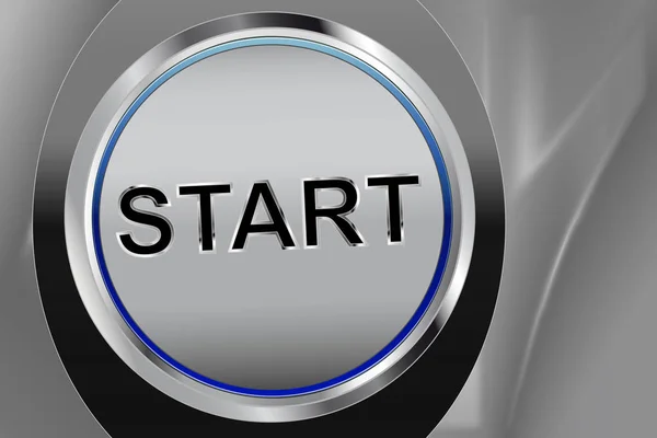 Button Start on silver background — Stock Photo, Image
