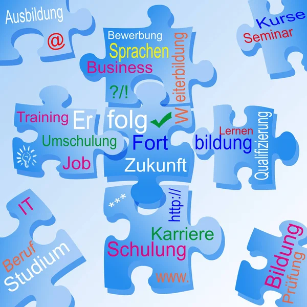Puzzle formation allemande sur fond blanc — Photo