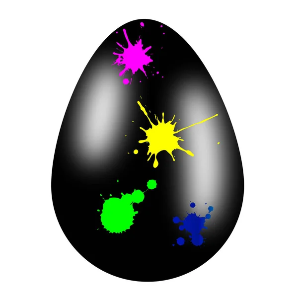 Uovo di Pasqua nero con spruzzata di colore isolato su bianco — Foto Stock