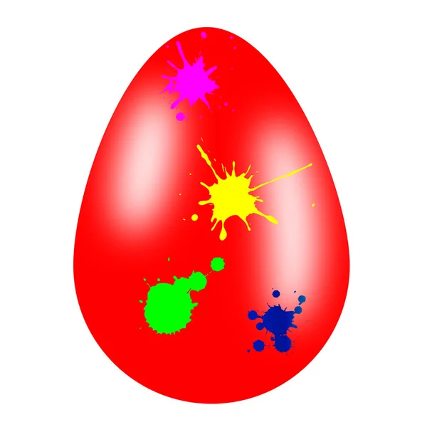 Uovo di Pasqua rosso con spruzzata di colore isolato su bianco — Foto Stock