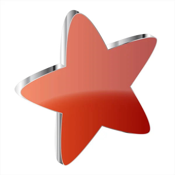 Oranje 3d ster met chromen rand geïsoleerd op witte achtergrond — Stockfoto