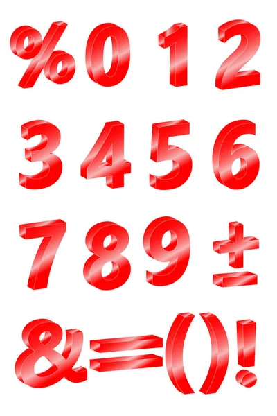 Zestaw numerów 3d znak na białym tle — Zdjęcie stockowe