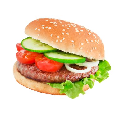 Beyaz arkaplanda hamburger