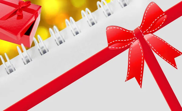 Christmas voucher with red gift ribbon