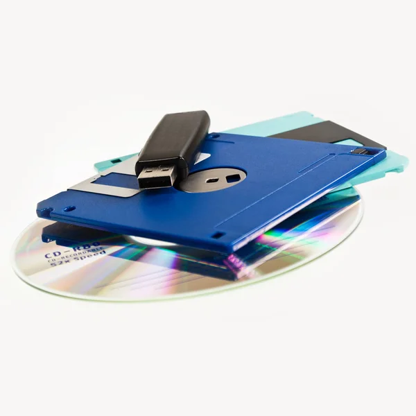 Gegevensbescherming Usb Stick Floppy Disk en Cd — Stockfoto