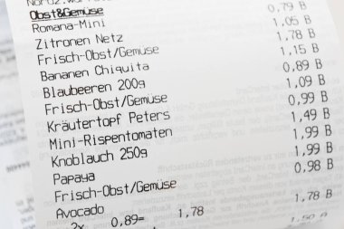 Yakın çekim görünümü için arka plan olarak makbuz 