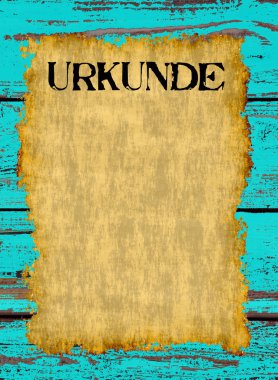 Ahşap zemin üzerinde Almanca sertifika klasiği