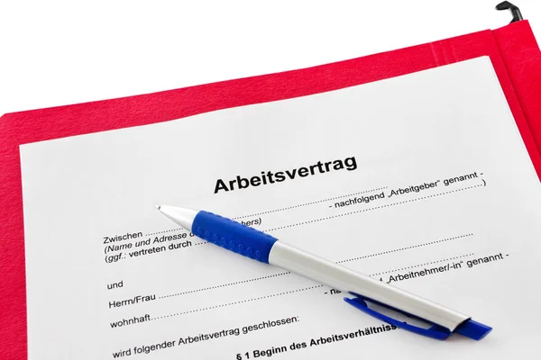 Hintergrund deutscher Arbeitsverträge aus nächster Nähe — Stockfoto