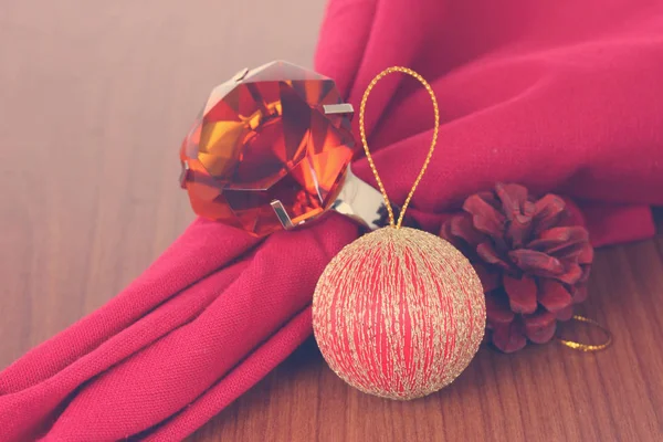 Christmas decorations with topaz ring. — Stock Photo, Image