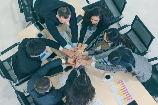 The top view, business people working together in an office is a meeting and economic cooperation.