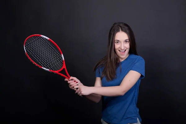 Mujer con raqueta de tenis — Foto de Stock