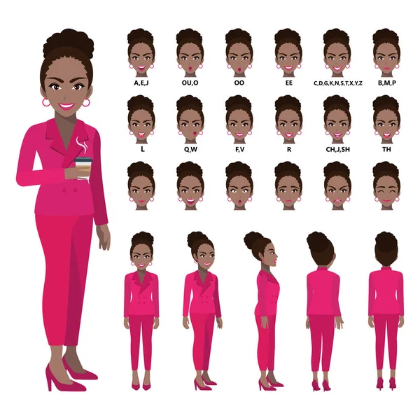 Cartoon Karakter Met Afro Amerikaanse Zakenvrouw Pak Voor Animatie Voor — Stockvector