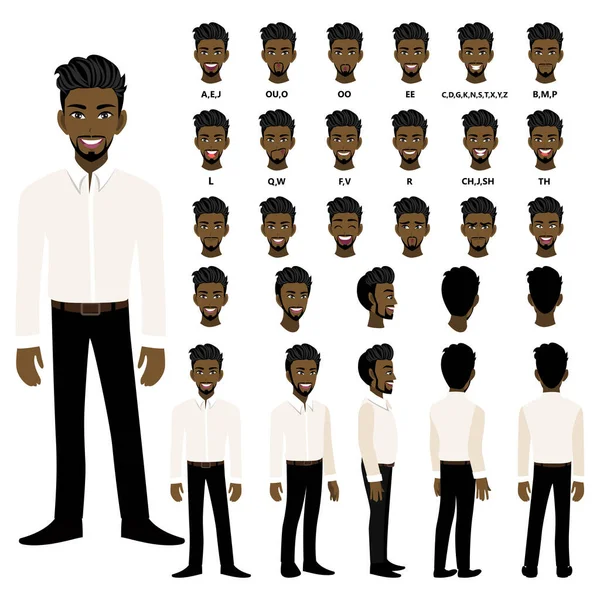 Personagem Desenhos Animados Com Homem Negócios Afro Americano Camisa Inteligente — Vetor de Stock