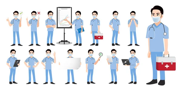 Grupo de profissionais médicos e enfermeiros ilustrados