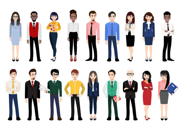 Cartoon Character Office People Collection Vector Illustration Diverse Cartoon Standing — Stock Vector