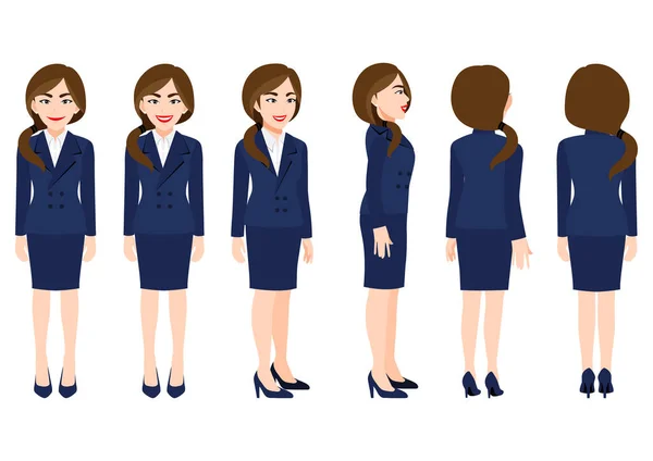 Personaje Dibujos Animados Con Mujer Negocios Traje Para Animación Carácter — Vector de stock