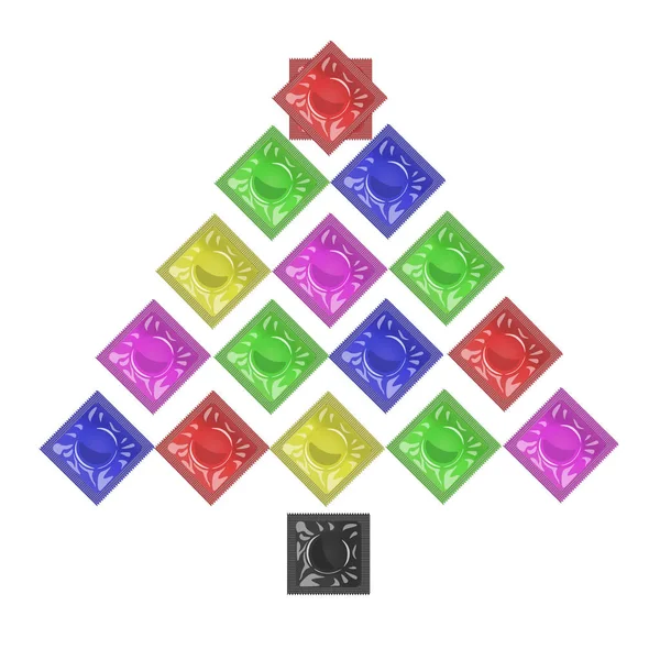 Arbre de Noël en préservatifs — Image vectorielle
