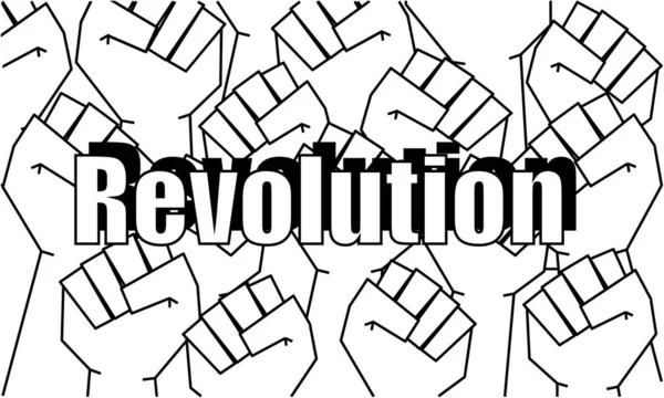 Σηκώθηκε γροθιές ως σύμβολο της επανάστασης. Σε μαύρο και άσπρο. — Διανυσματικό Αρχείο
