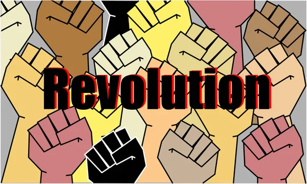 Σηκώθηκε γροθιές ως σύμβολο της επανάστασης. Χρώμα. — Διανυσματικό Αρχείο