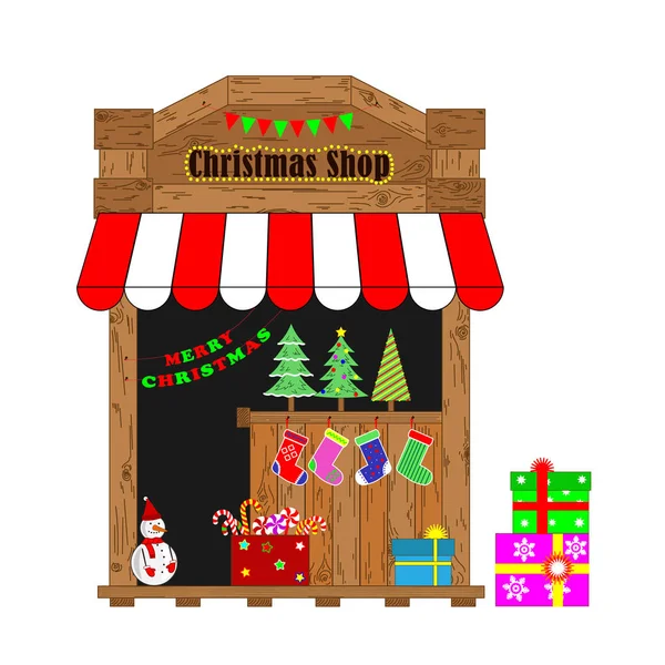Kerstwinkel in de oude stijl — Stockvector