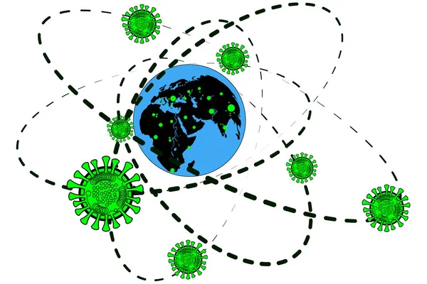 Rozprzestrzenianie się koronawirusu, wirusa zapalenia płuc na całym świecie, pla — Wektor stockowy
