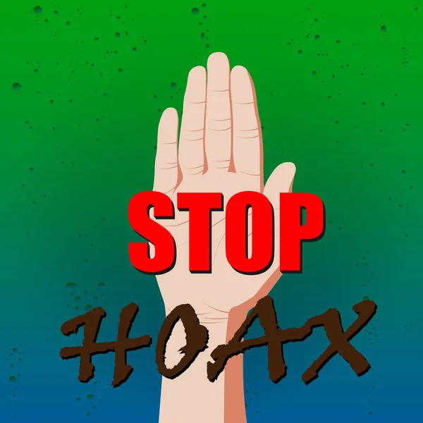 Illusztráció Stop Hoax Felirat Felemelt Kéz Rossz Helytelen Újságírás Hazugságok — Stock Vector