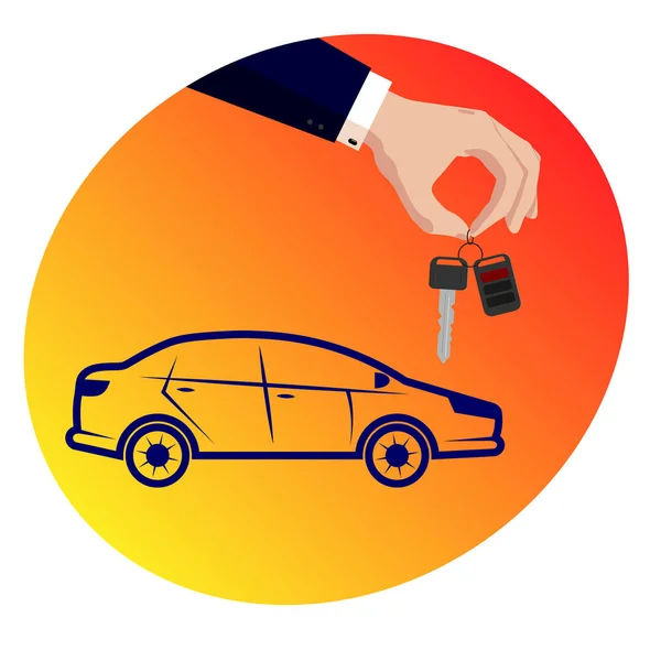 Ilustrasi Tangan Penjual Dalam Setelan Bisnis Memberikan Mengulurkan Kunci Mobil - Stok Vektor