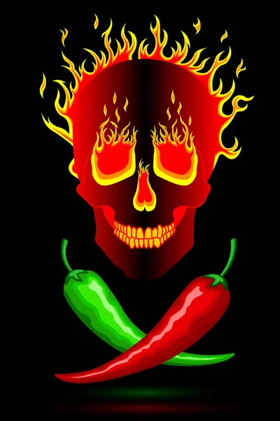 Pittige Hete Brandende Mexicaanse Rode Groene Paprika Een Achtergrond Van — Stockvector