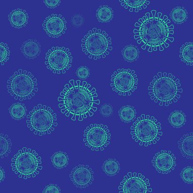 Kusursuz süs, desen, arka plan, doku ve şablon. Çoklu, küme koronavirüs covid-19. Kare vektör yönelimi. Haber, makale, blog, baskı, tıbbi yayınlar ve dekor için