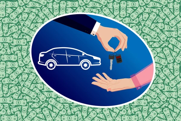 Tangan Penjual Dalam Setelan Bisnis Memberi Mengulurkan Kunci Mobil Tangan - Stok Vektor
